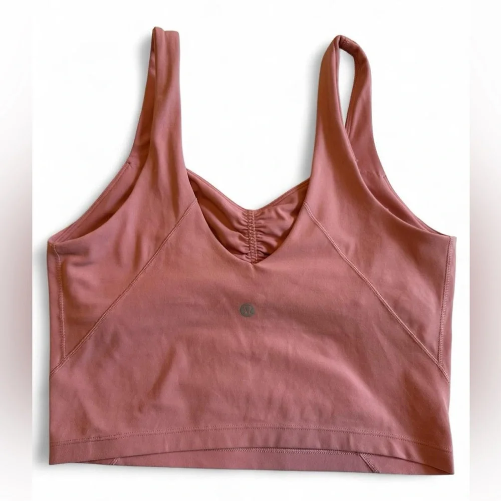 Lululemon Align Gathered-Front Tank Top Pink Puff Size 6 Nulu Yoga Crop